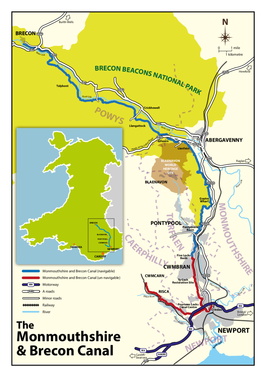 Mon & Brec canal map